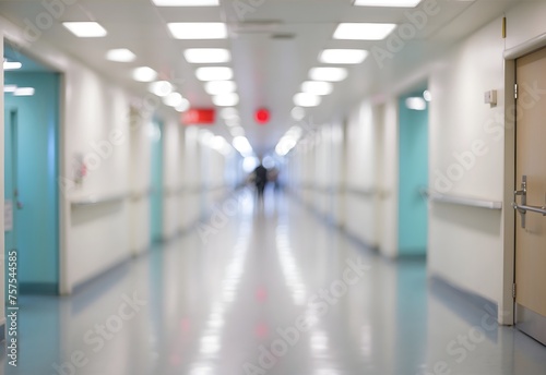 Blurred image of hospital hallway  generative AI