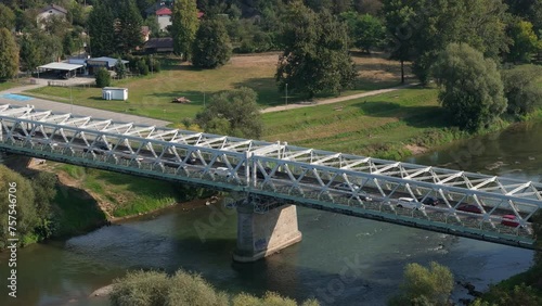 Beautiful Bridge River San Jaroslaw Aerial View Poland photo