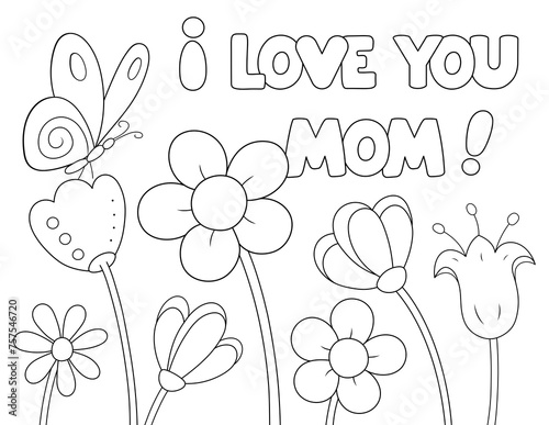 flowers mothers day coloring page. you can print it on standard 8.5x11 inch paper