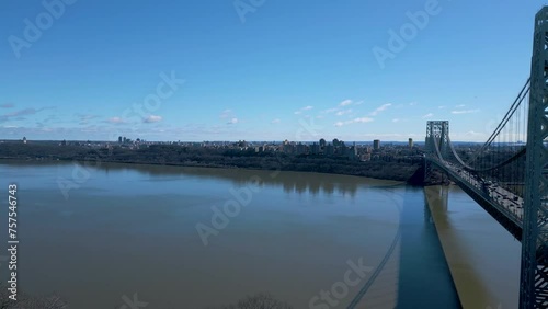 Wallpaper Mural Aerial shot of George Washington Bridge with view along Hudson River, drone 4K Torontodigital.ca