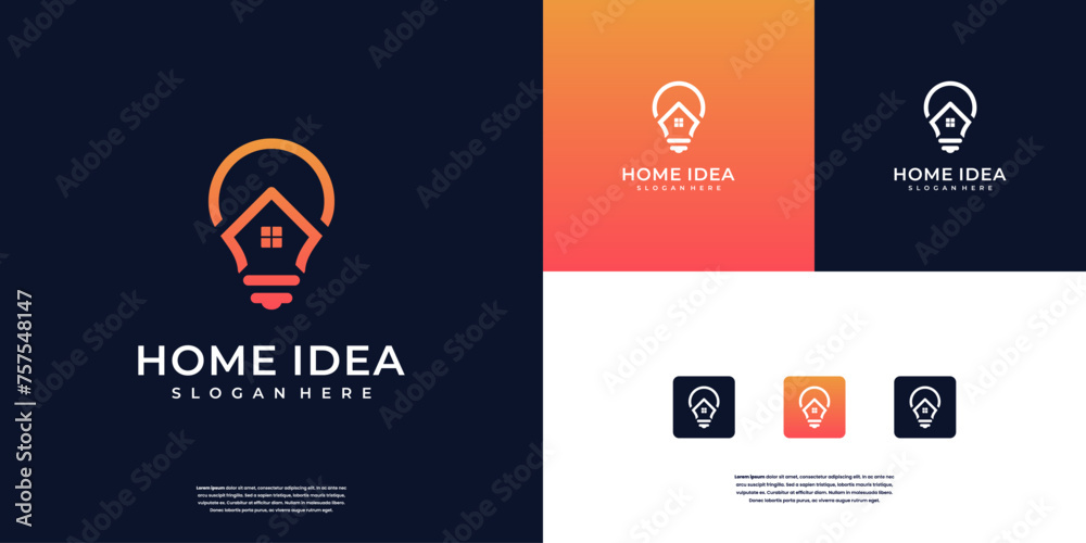 Creative home real estate and lamp electric combination logo design inspiration. Creative home real estate and lamp electric combination logo design inspiration.