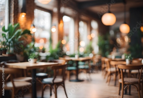 Blurred image of cozy café, generatie AI photo