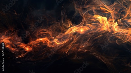 Black background with abstract flame - generative ai