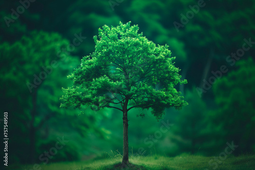 green tree is standing on top of top of moss