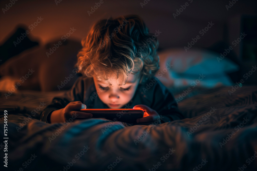 child laying and using a phone on bed child laying and using a phone on bed
