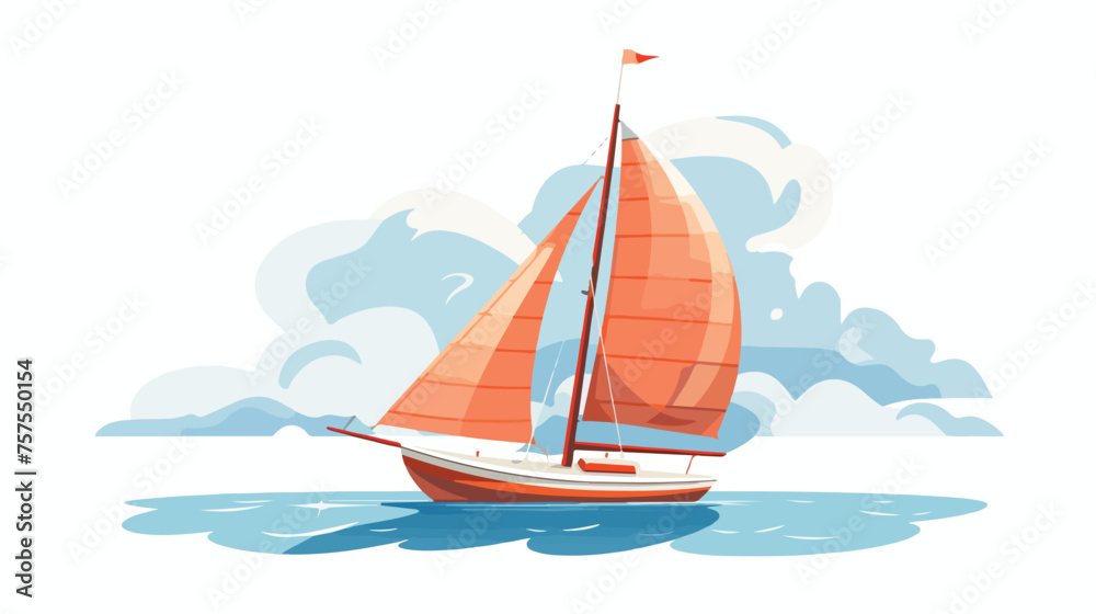 Sailing - Retro Clipart Illustration flat vector 