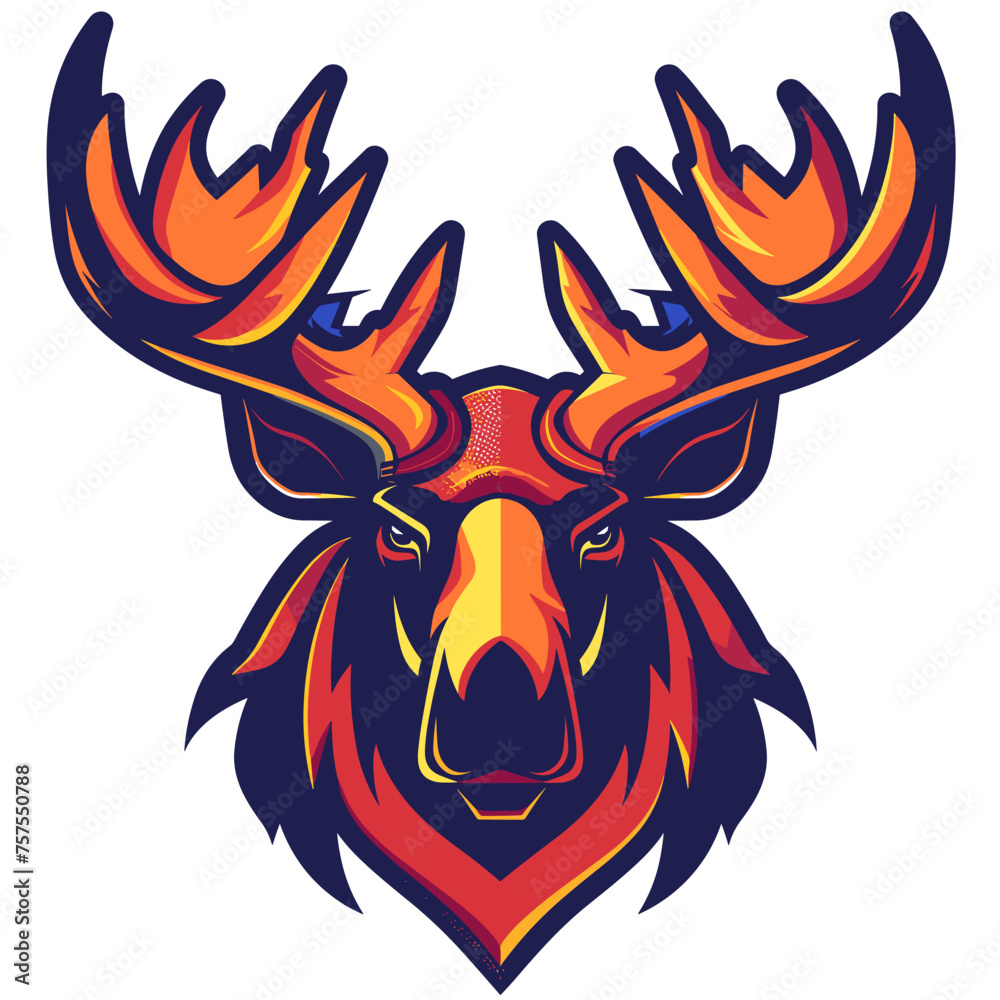 Vector esports logotype moose on white background, logo moose, icon moose, sticker moose, symbol moose, emblem moose, deer, antler