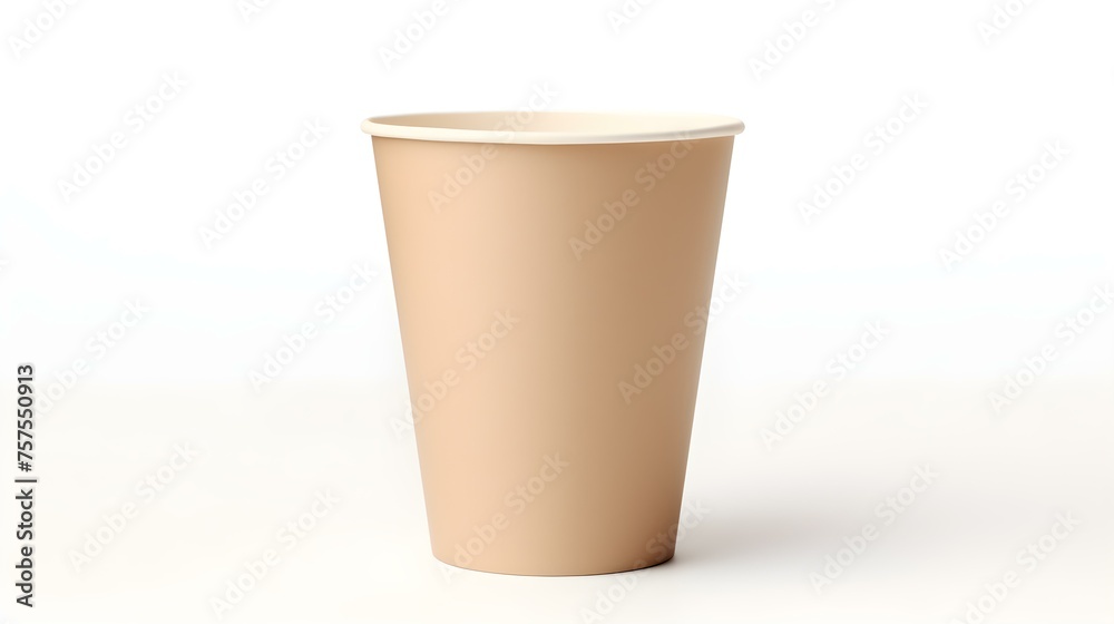Beige Paper Bin on a white Background. Office Template with Copy Space Beige Paper Bin on a white Background. Office Template with Copy Space