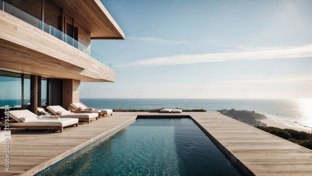 Luxurious beachfront residence featuring a private rooftop infinity pool with panoramic views of the Pacific Ocean in Malibu, California Luxurious beachfront residence featuring a private rooftop infinity pool with panoramic views of the Pacific Ocean in Malibu, California