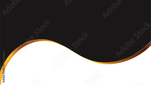 Gold ribbon line with a luxurious background with black gradient made of curved ribbon line for template, certificate, social media post, marketing ads 
