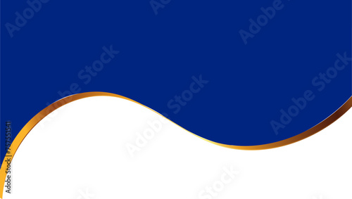 Gold ribbon line with a luxurious background with blue and white background made of curved ribbon line for template, certificate, social media post, marketing ads 
