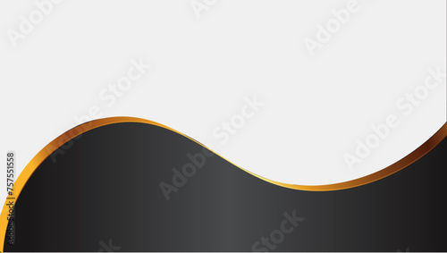 Gold ribbon line with a luxurious background with black to gray gradient background made of curved ribbon line for template, certificate, social media post, marketing ads 
