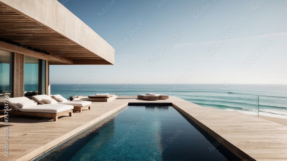 Luxurious beachfront residence featuring a private rooftop infinity pool with panoramic views of the Pacific Ocean in Malibu, California