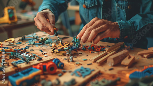 A person fixing a broken toy, representing how to mend broken parts in business