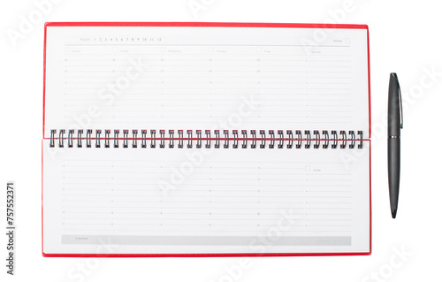 Mockup of week planner and pen isolated on white. © Polina Ponomareva