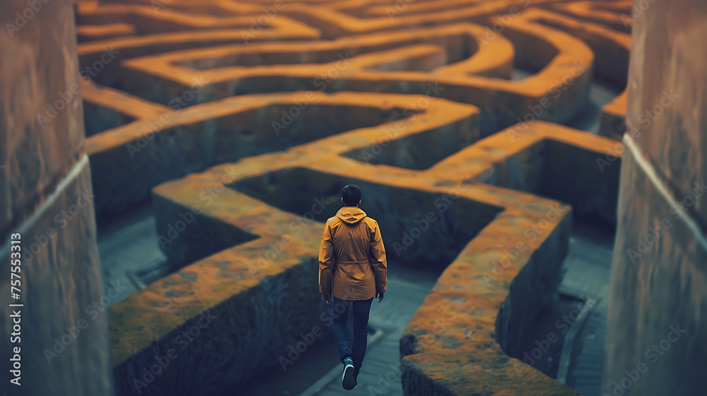 A person guiding a group through a maze, showing how to lead teams in business