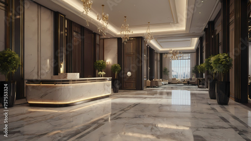 3d render of hotel reception Created With Generative Ai