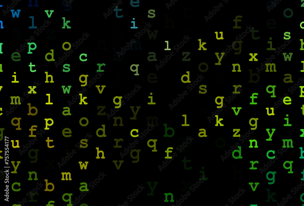 Dark blue, yellow vector cover with english symbols.