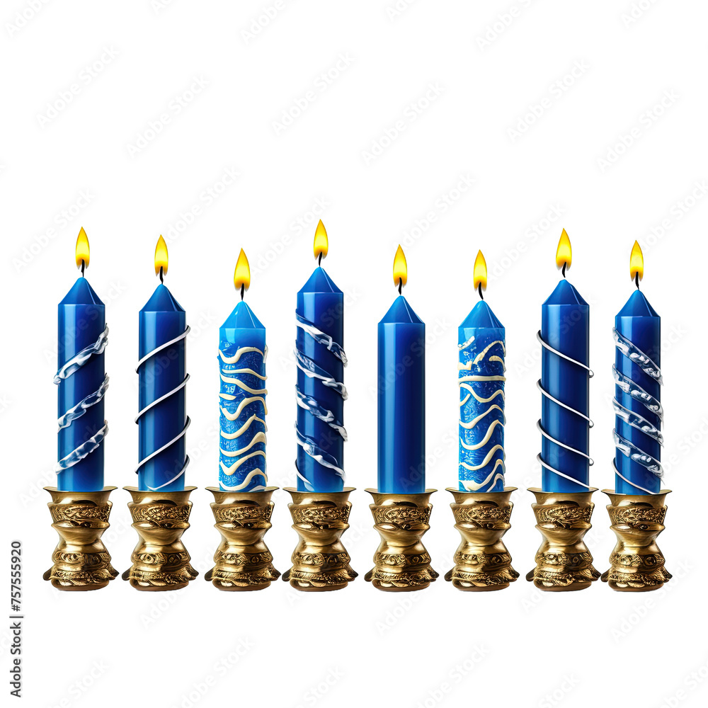 Hanukkah candles isolated on white or transparent background Hanukkah candles isolated on white or transparent background