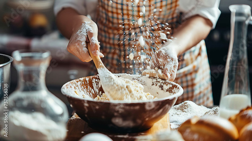 A person mixing ingredients for baking, representing how to combine elements in business photo