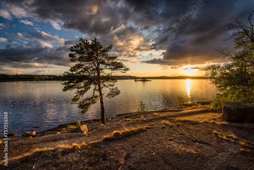 sunset over lake