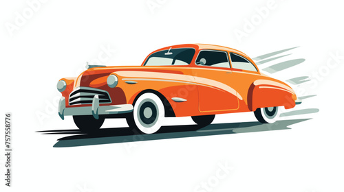 Speeding Car - Retro Clipart Illustration flat vect