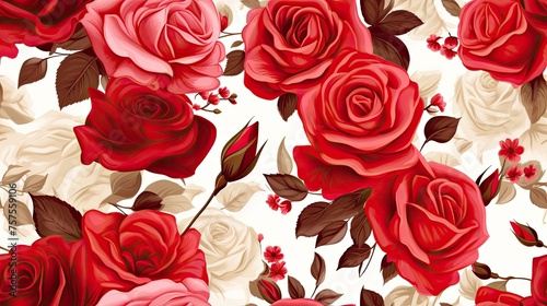 a seamless background adorned with natural red roses, exuding romance and elegance in every petal. SEAMLESS PATTERN