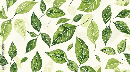 a seamless background adorned with lush green leaves, offering a natural and invigorating backdrop for various designs. SEAMLESS PATTERN