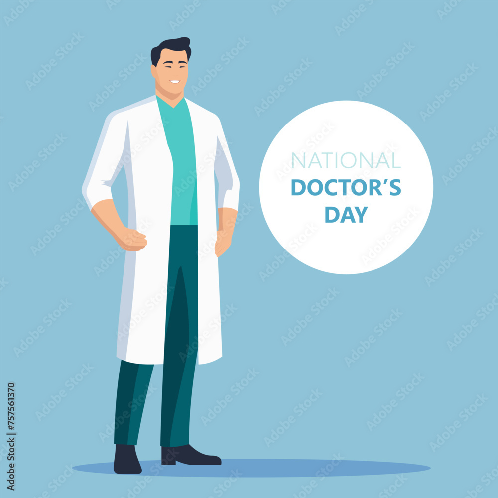 National Doctor's Day. Male doctor. Vector illustration. National Doctor's Day. Male doctor. Vector illustration.