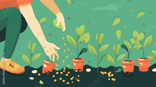 A person planting seeds in a garden  showing how to grow and develop a business