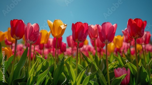 Field of Red and Yellow Tulips