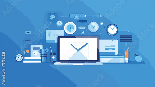 Vector creative flat ui icon on blue. Business back