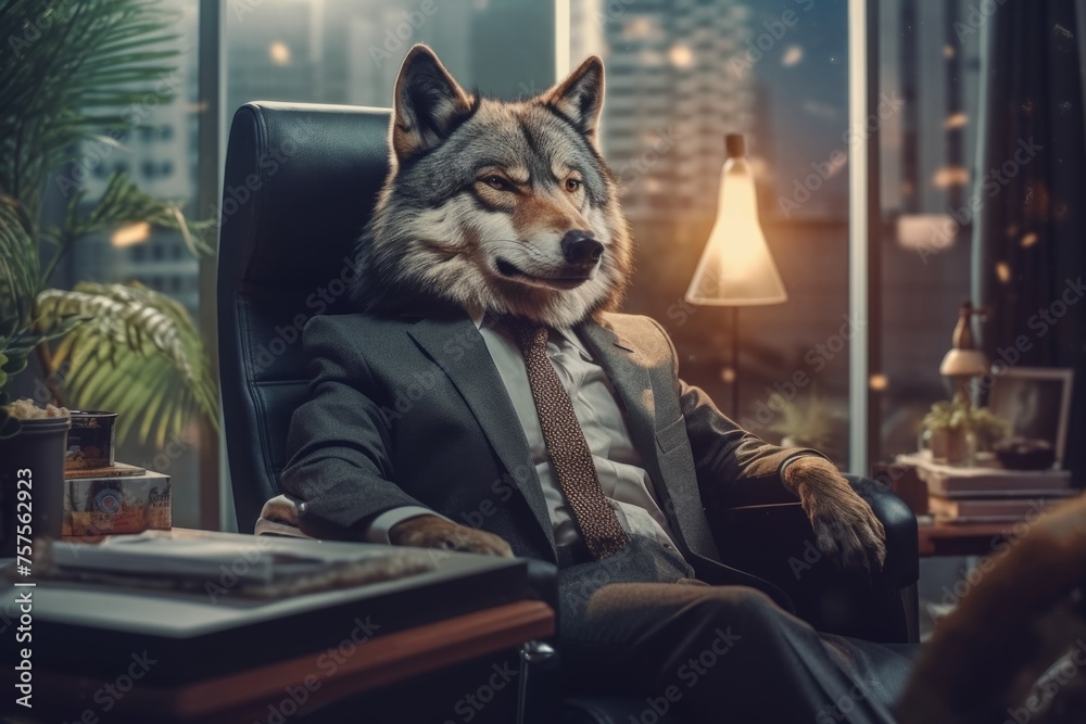 Alpha of the Boardroom: The Corporate Wolf - obrazy, fototapety, plakaty 