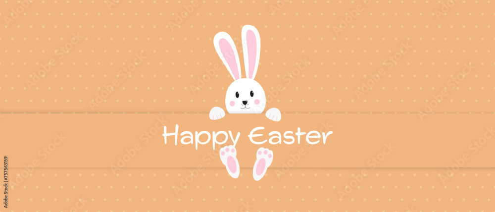 Obraz premium Easter rabbit, easter Bunny. Vector illustration. Easter Day. Happy Easter greeting card, banner with egg, rabbit. Easter Bunny, texture background.