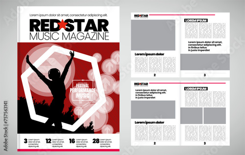 Brochure, ebook or presentation mockup with music event subject, vector illustration easy to editable