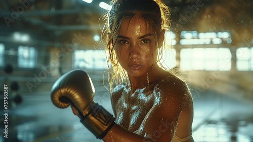 Woman With Dreadlocks Holding Boxing Glove