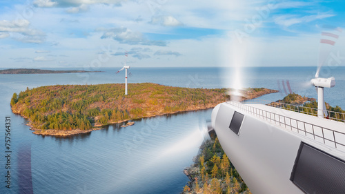 Offshore wind turbines. Win...