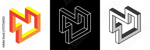 Abstract shape icon isolated on white and black background. Vector illustration.