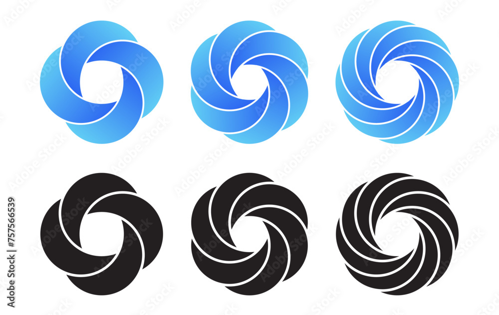 Abstract circular shape icons isolated on white background. Vector illustration. Abstract circular shape icons isolated on white background. Vector illustration.