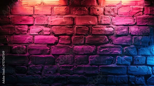 Brick wall  background  neon light - generative ai