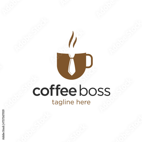 Coffee Boss logo concept, vector logo design template