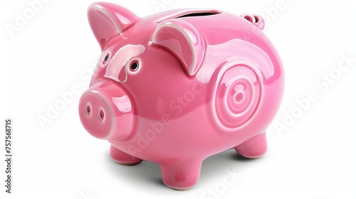 pink piggy bank isolated on white background  side view