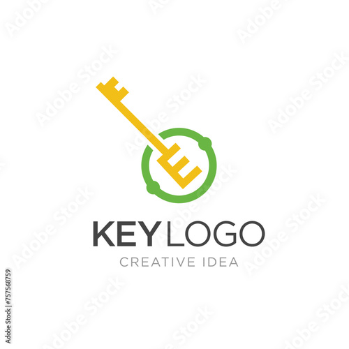 Initial letter E Key logo Concept, Key with Letter E, Vector Logo Design Template