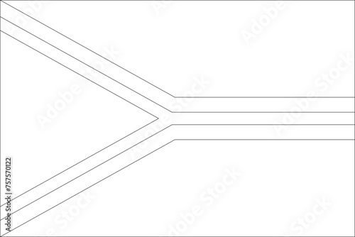 Vanuatu flag - thin black vector outline wireframe isolated on white background. Ready for colouring.