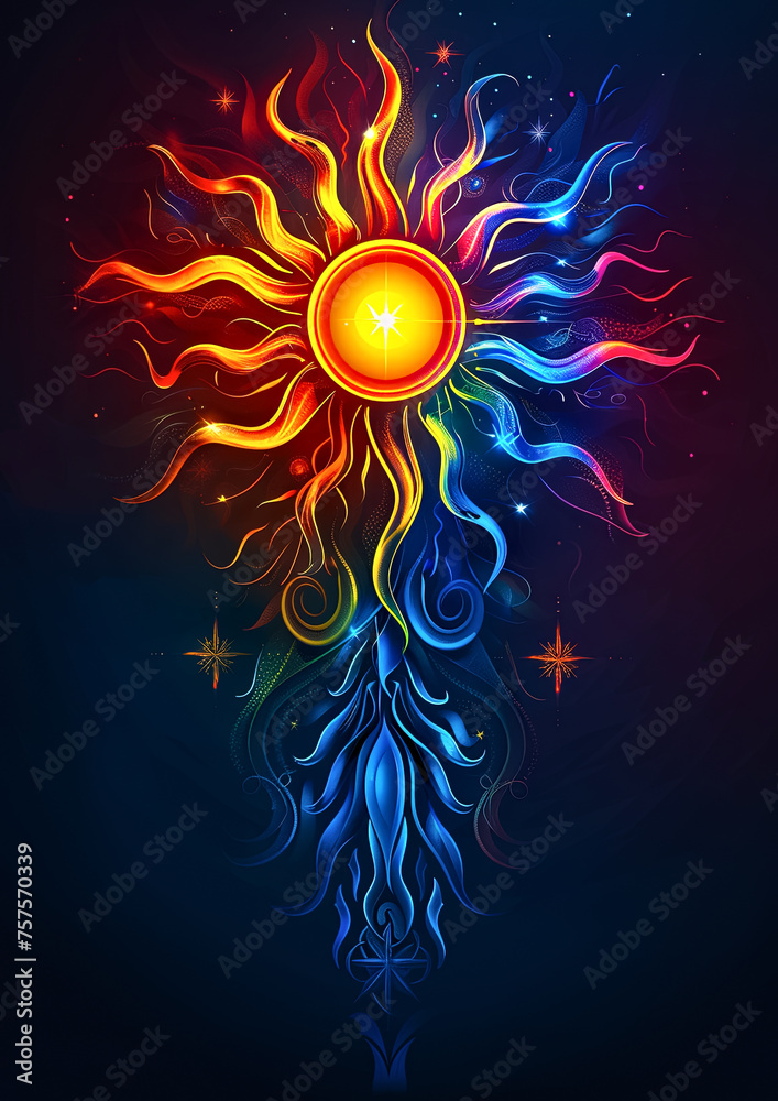 The sun was shining, pagan symbol. Universal Sun Symbol in ...