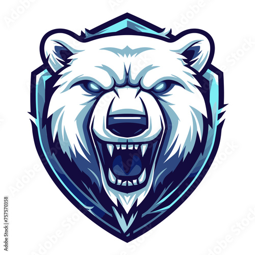 Vector esports logotype white polar bear on white background, logo polar bear, icon polar bear, sticker polar bear, symbol polar bear, emblem polar bear, grizzly