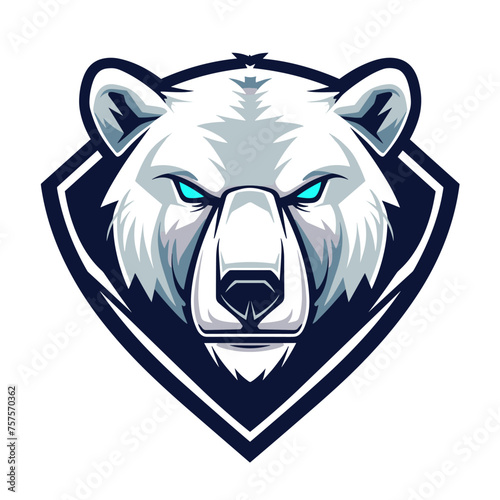 Vector esports logotype white polar bear on white background, logo polar bear, icon polar bear, sticker polar bear, symbol polar bear, emblem polar bear, grizzly