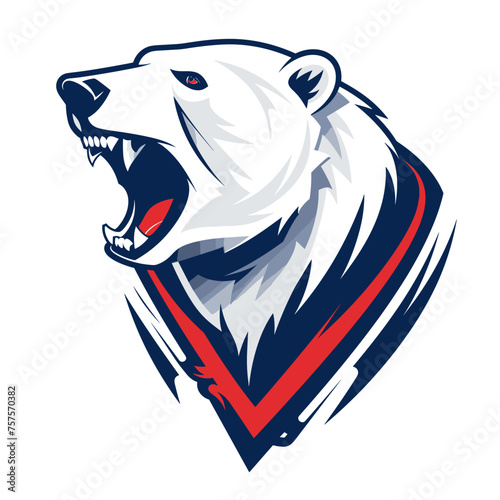 Vector esports logotype white polar bear on white background, logo polar bear, icon polar bear, sticker polar bear, symbol polar bear, emblem polar bear, grizzly