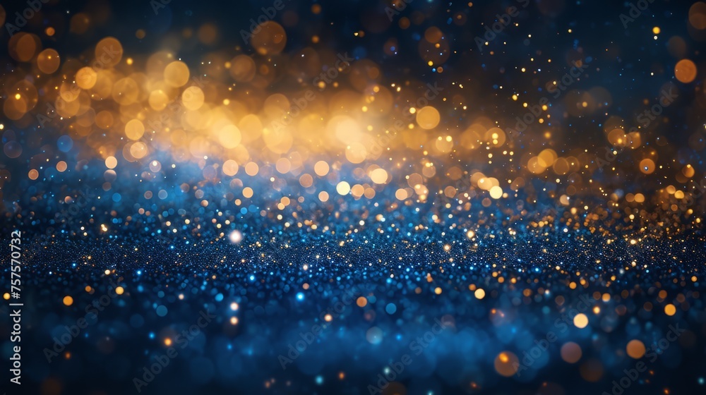 Seamless Abstract Background with Dark Blue and Gold Particles - obrazy, fototapety, plakaty 