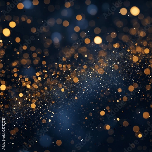 Seamless Abstract Background with Dark Blue and Gold Particles
